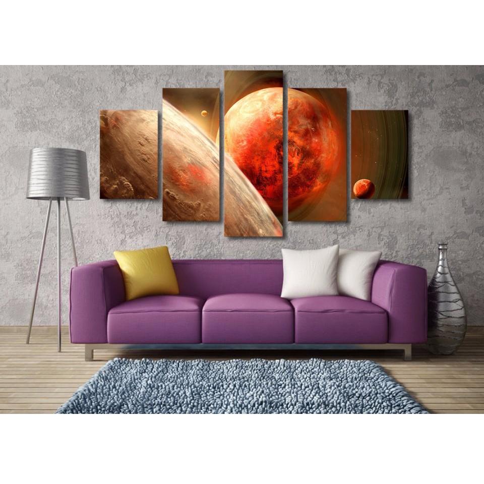 Planet The One - Space Universe 5 Panel Canvas Art Wall Decor Planet The One - Space Universe 5 Panel Canvas Art Wall Decor