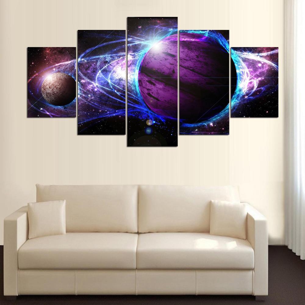 Planets Landscape Universe - Space 5 Panel Canvas Art Wall Decor Planets Landscape Universe - Space 5 Panel Canvas Art Wall Decor
