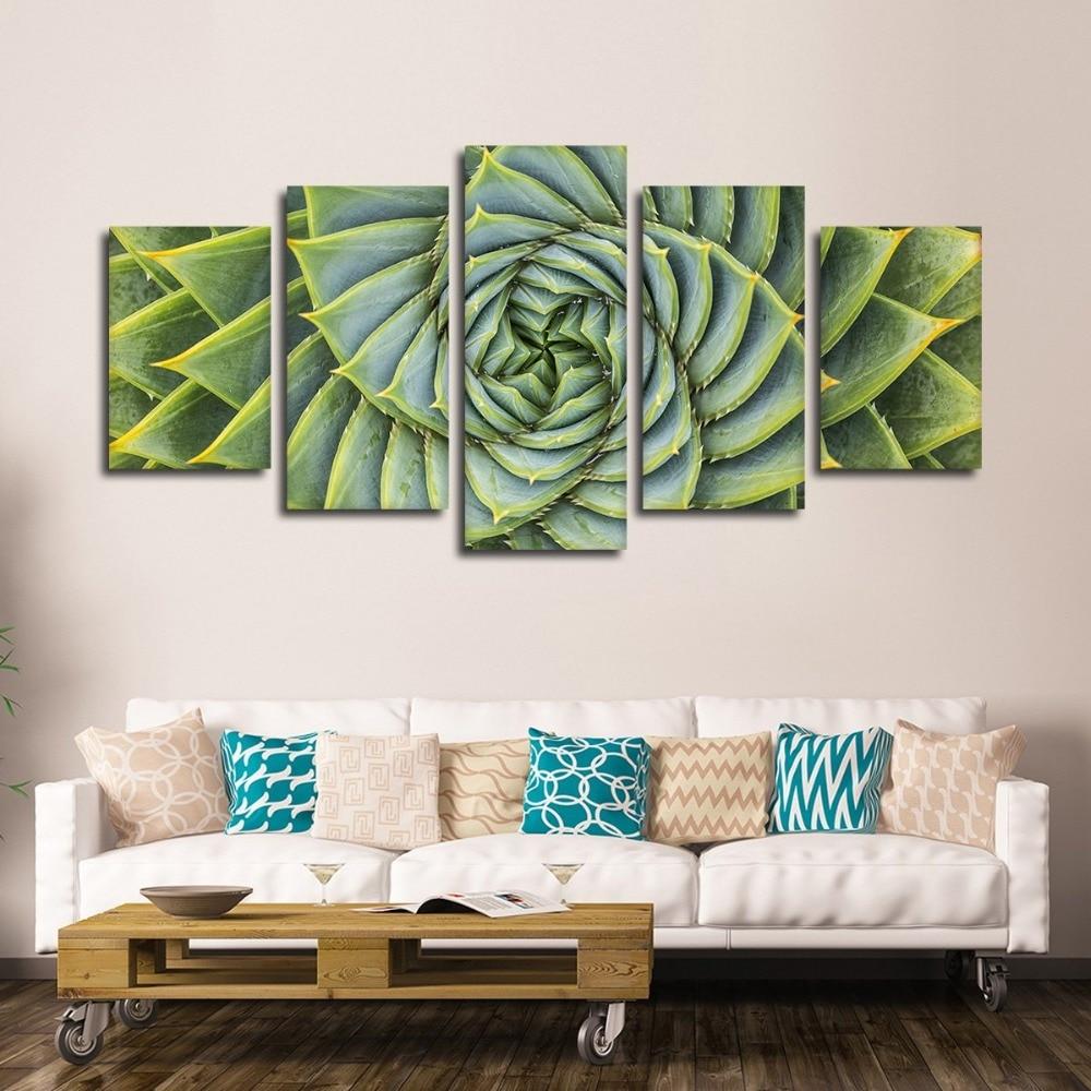 Plant Spiral Aloe - Nature 5 Panel Canvas Art Wall Decor Plant Spiral Aloe - Nature 5 Panel Canvas Art Wall Decor