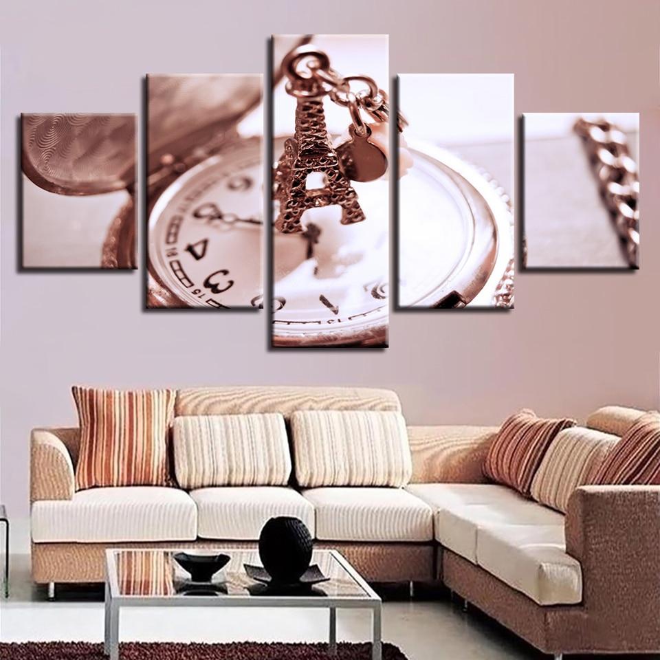 Pocket Watch Paris Tower - Nature 5 Panel Canvas Art Wall Decor Pocket Watch Paris Tower - Nature 5 Panel Canvas Art Wall Decor