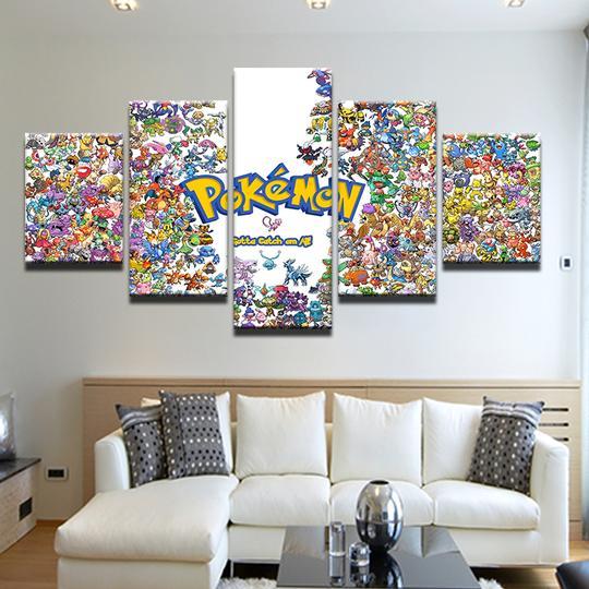 Pokemon Gotta Catch Em All - Cartoon 5 Panel Canvas Art Wall Decor Pokemon Gotta Catch Em All - Cartoon 5 Panel Canvas Art Wall Decor