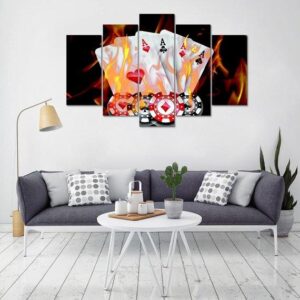 Poker Game - Gaming 5 Panel Canvas Art Wall Decor