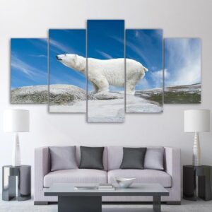 Polar Bear 2 - Animal 5 Panel Canvas Art Wall Decor