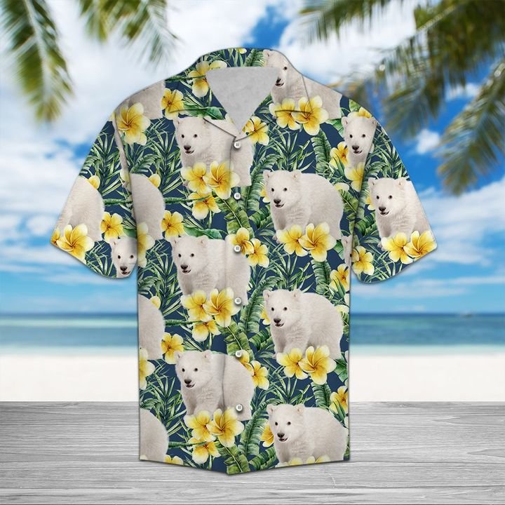 Polar Bear Frangipani Hawaiian Shirt Summer Button Up Polar Bear Frangipani Hawaiian Shirt Summer Button Up