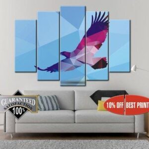 Poligonal Bird - Abstract Animal 5 Panel Canvas Art Wall Decor