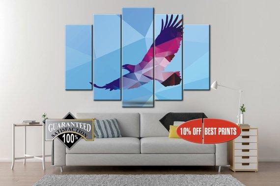 Poligonal Bird - Abstract Animal 5 Panel Canvas Art Wall Decor Poligonal Bird - Abstract Animal 5 Panel Canvas Art Wall Decor