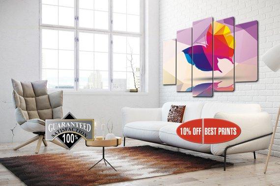 Poligonal Butterfly - Abstract Animal 5 Panel Canvas Art Wall Decor Poligonal Butterfly - Abstract Animal 5 Panel Canvas Art Wall Decor