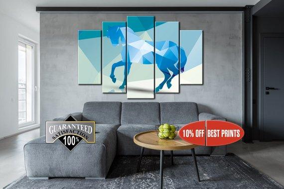Poligonal Horse - Abstract Animal 5 Panel Canvas Art Wall Decor Poligonal Horse - Abstract Animal 5 Panel Canvas Art Wall Decor