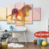 Poligonal Lion - Abstract Animal 5 Panel Canvas Art Wall Decor