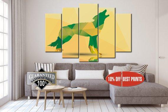 Poligonal Wolf - Abstract Animal 5 Panel Canvas Art Wall Decor Poligonal Wolf - Abstract Animal 5 Panel Canvas Art Wall Decor