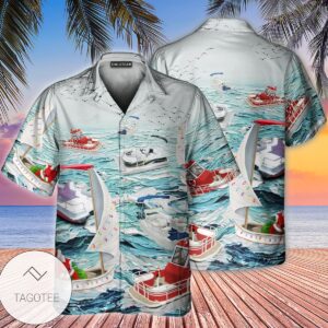 Pontoon Sailing To Christmas Hawaiian Shirt- Tagotee