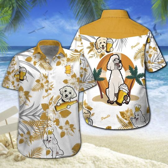 Poodle Beer Hawaiian Shirt Summer Button Up Poodle Beer Hawaiian Shirt Summer Button Up