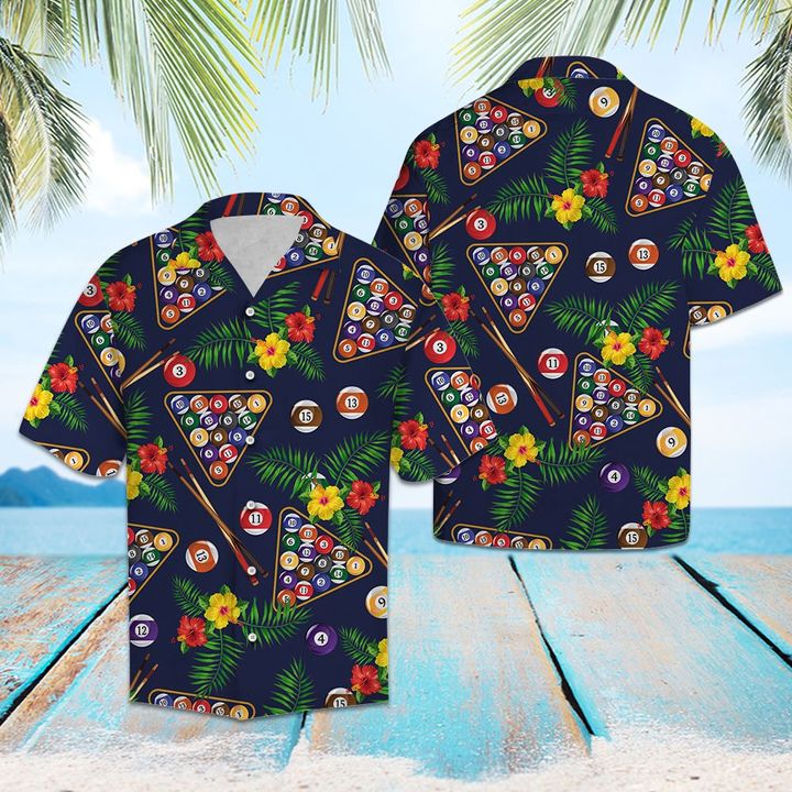 Pool Billiard Hawaiian Shirt Summer Button Up Pool Billiard Hawaiian Shirt Summer Button Up
