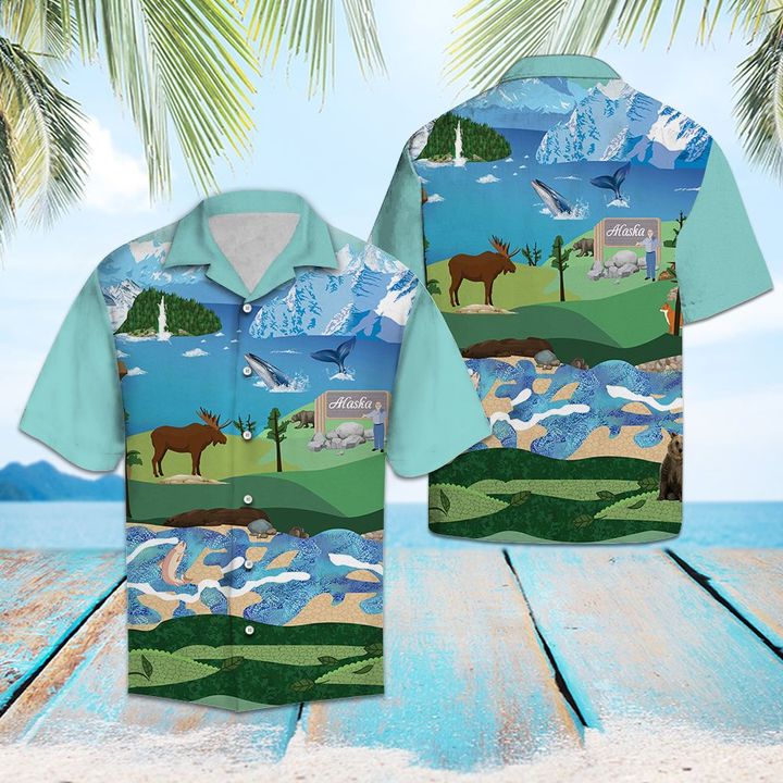 Portrait Of Alaska Hawaiian Shirt Summer Button Up Portrait Of Alaska Hawaiian Shirt Summer Button Up