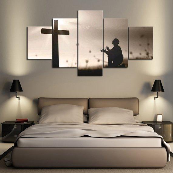 Praying Cross Multi - Religion 5 Panel Canvas Art Wall Decor Praying Cross Multi - Religion 5 Panel Canvas Art Wall Decor