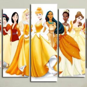 Princess - No Frame - Cartoon 5 Panel Canvas Art Wall Decor