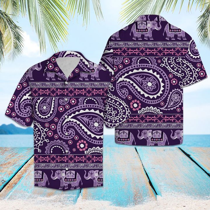 Psychedelic Elephant Hawaiian Shirt Summer Button Up Psychedelic Elephant Hawaiian Shirt Summer Button Up