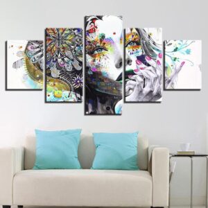 Psychedelic Girl - Abstract 5 Panel Canvas Art Wall Decor
