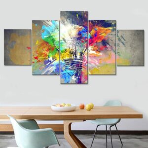 Psychedelic Light Bulb - Abstract 5 Panel Canvas Art Wall Decor