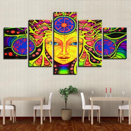 Psychedelic Mandala - Religion 5 Panel Canvas Art Wall Decor Psychedelic Mandala - Religion 5 Panel Canvas Art Wall Decor