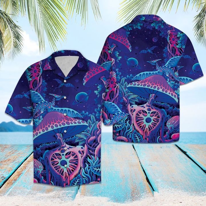 Psychedelic Mushroom Hawaiian Shirt Summer Button Up Psychedelic Mushroom Hawaiian Shirt Summer Button Up