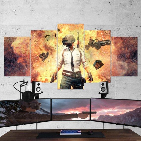 Pubg 05 - Gaming 5 Panel Canvas Art Wall Decor Pubg 05 - Gaming 5 Panel Canvas Art Wall Decor