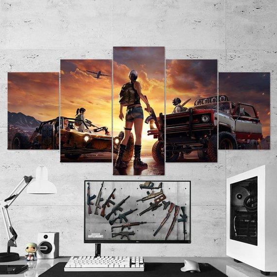 Pubg 06 - Gaming 5 Panel Canvas Art Wall Decor Pubg 06 - Gaming 5 Panel Canvas Art Wall Decor