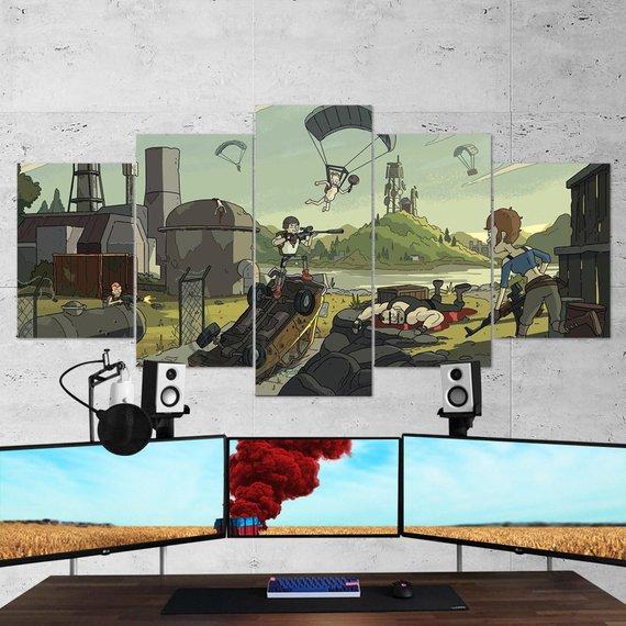 Pubg 09 - Gaming 5 Panel Canvas Art Wall Decor Pubg 09 - Gaming 5 Panel Canvas Art Wall Decor