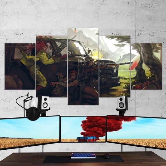 Pubg Painting Playerunknowns Battlegrounds - Gaming 5 Panel Canvas Art Wall Decor Pubg Painting Playerunknowns Battlegrounds - Gaming 5 Panel Canvas Art Wall Decor