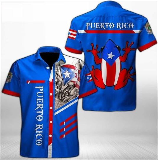 Puerto Rico Frog Hawaiian Shirt Summer Button Up Puerto Rico Frog Hawaiian Shirt Summer Button Up