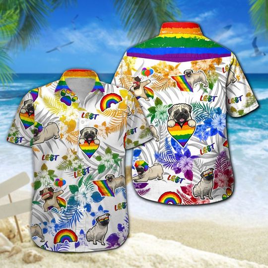 Pug Lgbt Hawaiian Shirt Summer Button Up Pug Lgbt Hawaiian Shirt Summer Button Up