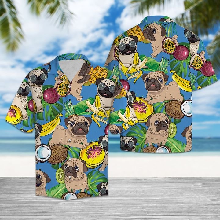 Pug Love Fruit Hawaiian Shirt Summer Button Up Pug Love Fruit Hawaiian Shirt Summer Button Up