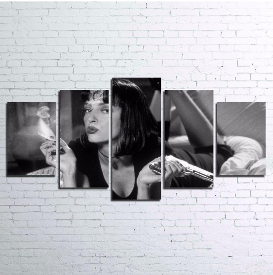 Pulp Fiction Movie Mia Wallace - Movie 5 Panel Canvas Art Wall Decor Pulp Fiction Movie Mia Wallace - Movie 5 Panel Canvas Art Wall Decor