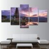 Pura Ulun Danu Bratan Bali Indonesia - Animal 5 Panel Canvas Art Wall Decor