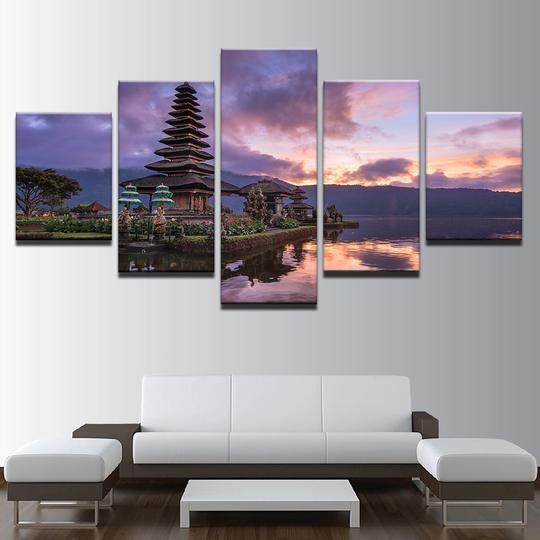 Pura Ulun Danu Bratan Bali Indonesia - Animal 5 Panel Canvas Art Wall Decor Pura Ulun Danu Bratan Bali Indonesia - Animal 5 Panel Canvas Art Wall Decor
