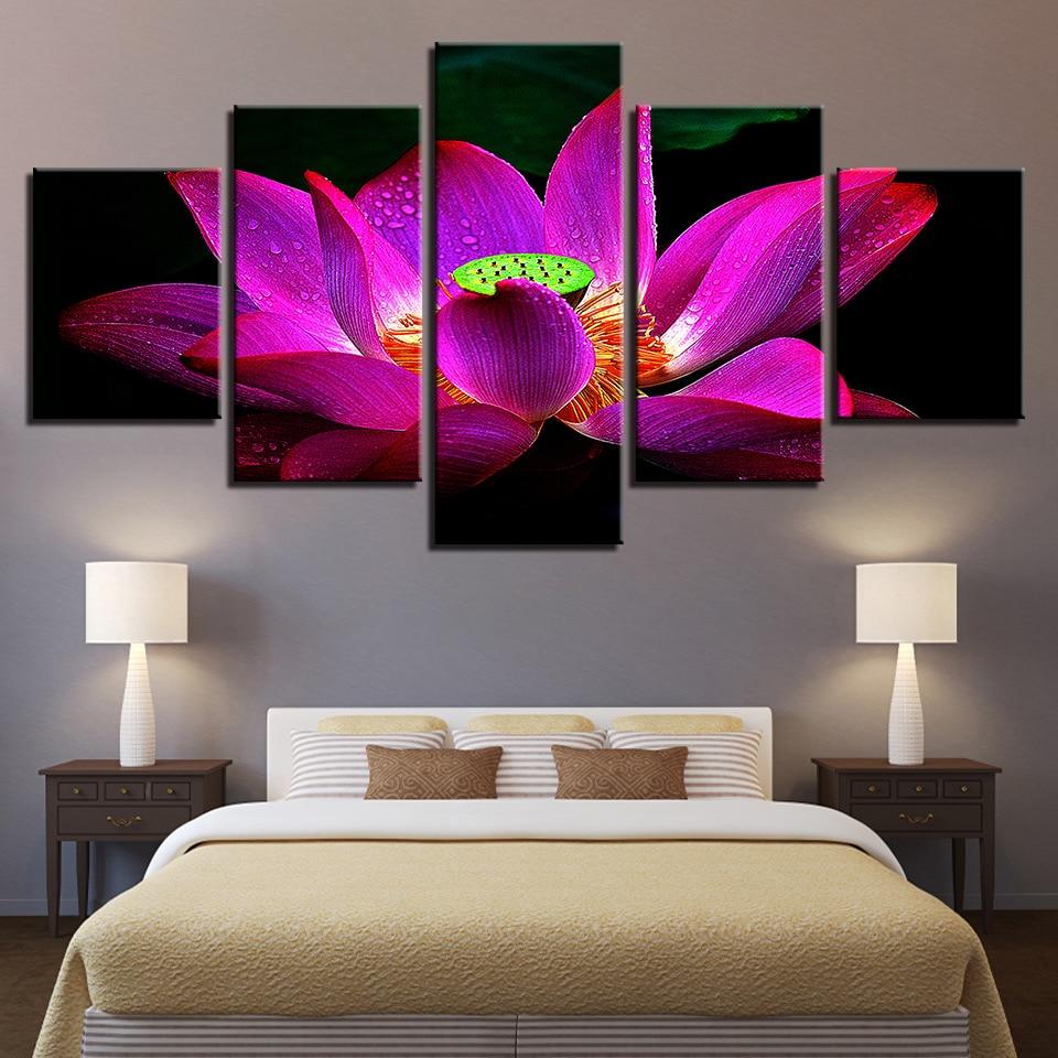 Purple Flower 3 - Nature 5 Panel Canvas Art Wall Decor Purple Flower 3 - Nature 5 Panel Canvas Art Wall Decor