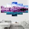 Purple Forest Lake - Nature 5 Panel Canvas Art Wall Decor