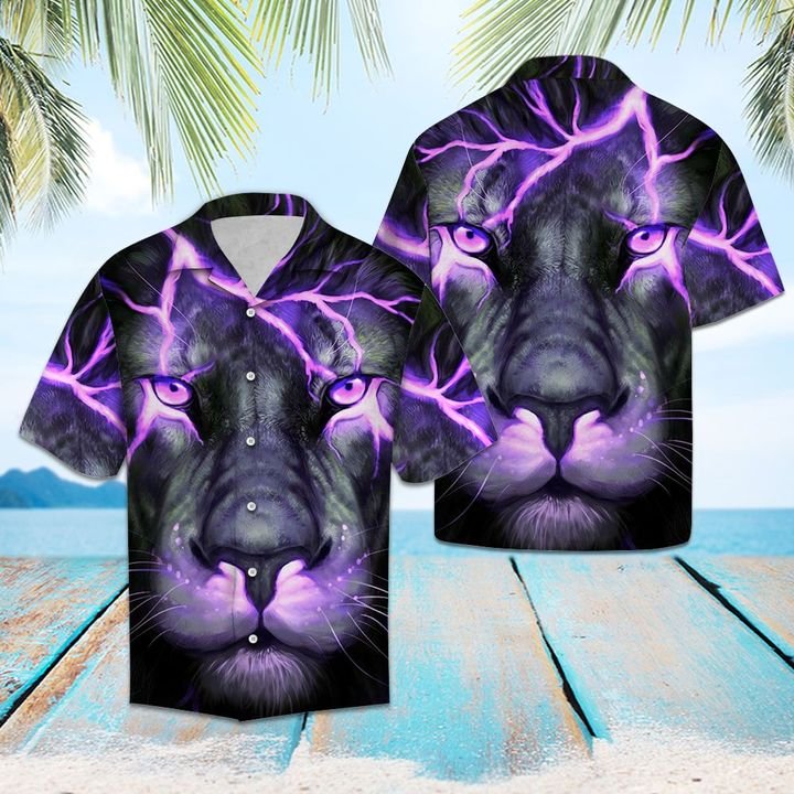 Purple Lion Hawaiian Shirt Summer Button Up Purple Lion Hawaiian Shirt Summer Button Up