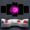 Purple Luminous Beautiful Flower - Nature 5 Panel Canvas Art Wall Decor