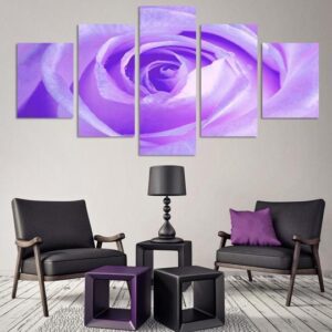 Purple Rose 1 - Nature 5 Panel Canvas Art Wall Decor