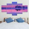 Purple Sky Sea Water And Island Sea - Space 5 Panel Canvas Art Wall Decor