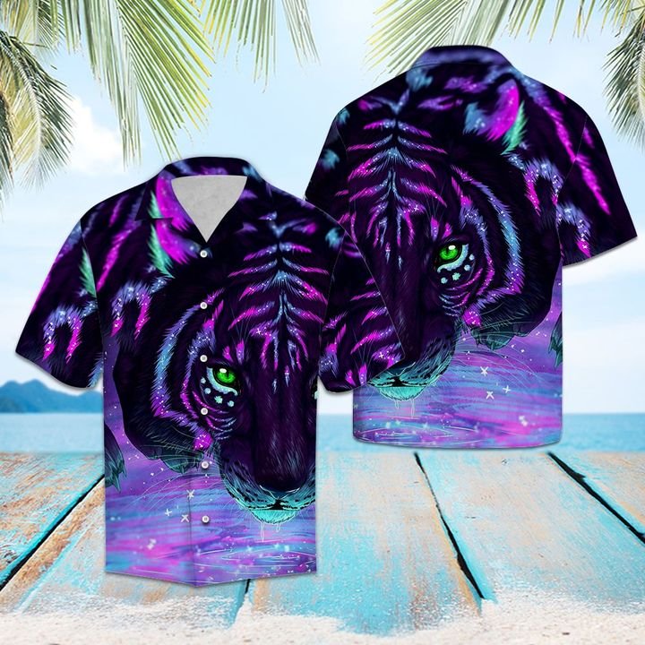 Purple Tiger Hawaiian Shirt Summer Button Up Purple Tiger Hawaiian Shirt Summer Button Up