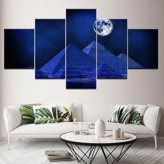 Pyramid Egyptian - Nature 5 Panel Canvas Art Wall Decor Pyramid Egyptian - Nature 5 Panel Canvas Art Wall Decor