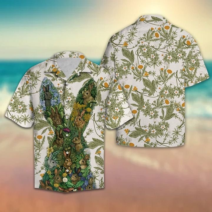 Rabbit Flower Hawaiian Shirt Summer Button Up Rabbit Flower Hawaiian Shirt Summer Button Up