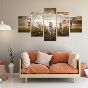 Racing Horses 2 - Animal 5 Panel Canvas Art Wall Decor Racing Horses 2 - Animal 5 Panel Canvas Art Wall Decor