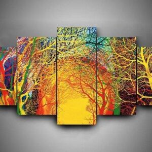 Radiohead Colorful Trees - Nature 5 Panel Canvas Art Wall Decor