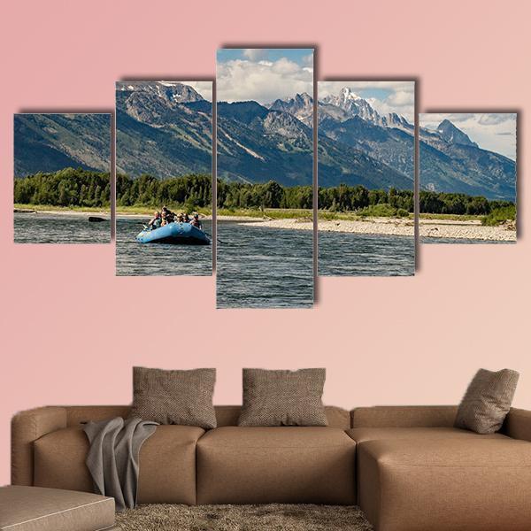 Rafting The Snake River In Wyoming - Sport 5 Panel Canvas Art Wall Decor Rafting The Snake River In Wyoming - Sport 5 Panel Canvas Art Wall Decor