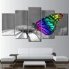 Rainbow Butterfly - Animal 5 Panel Canvas Art Wall Decor