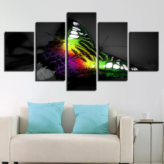Rainbow Butterfly - Nature 5 Panel Canvas Art Wall Decor Rainbow Butterfly - Nature 5 Panel Canvas Art Wall Decor