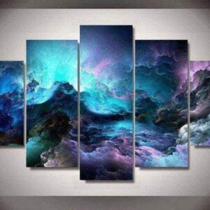 Rainbow Clouds - Abstract 5 Panel Canvas Art Wall Decor